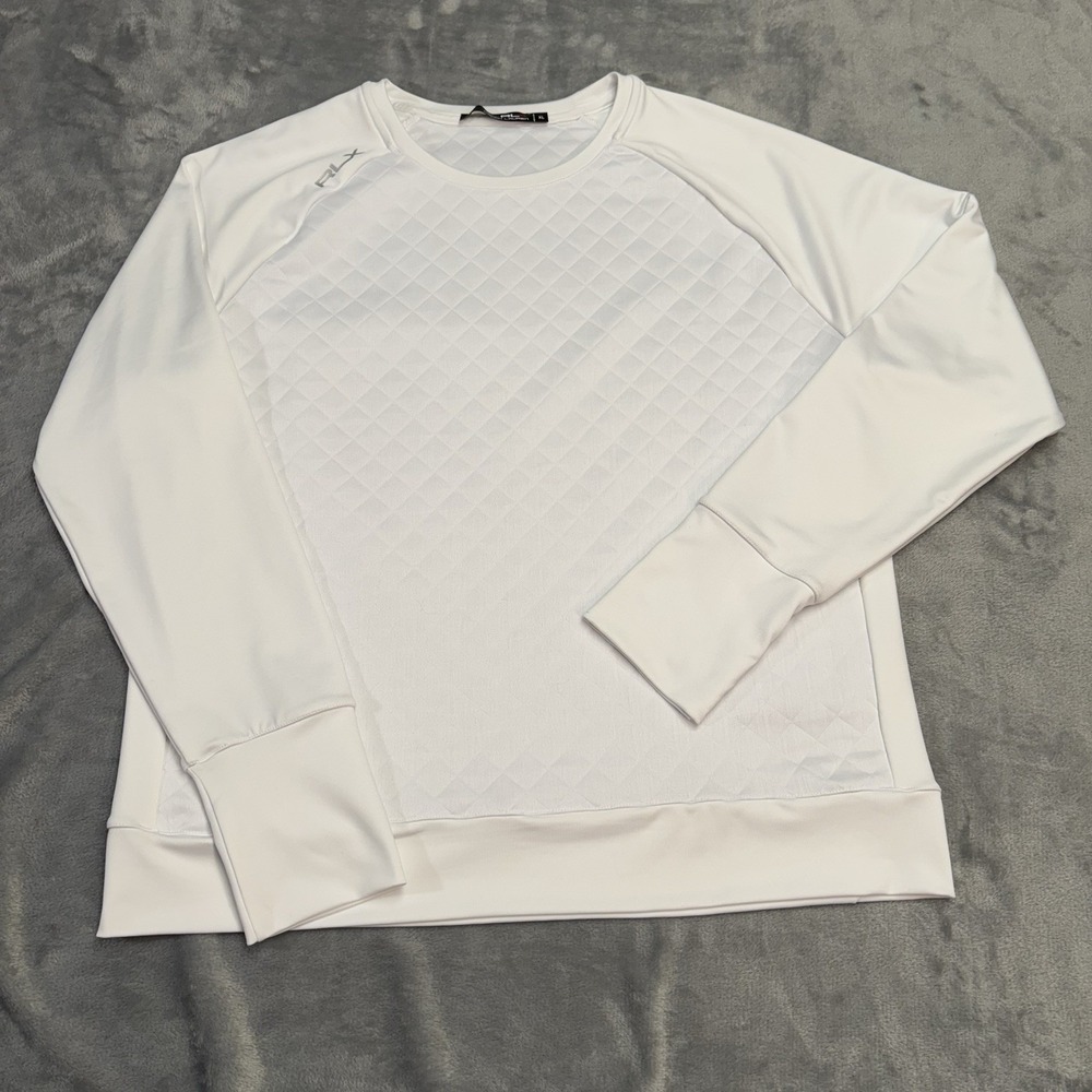 RLX Ralph Lauren Quilted‎ Sweatshirt Woman XL White Jacket Oversized